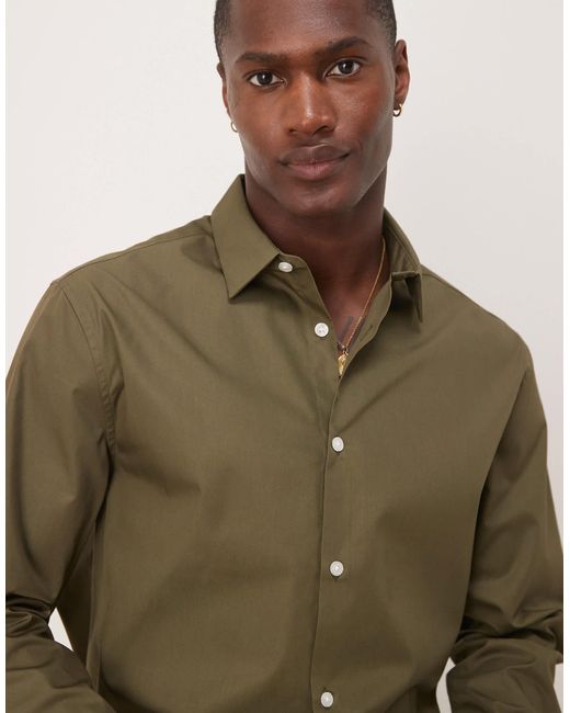 ASOS Green Formal Easy Iron Poplin Regular Shirt for men