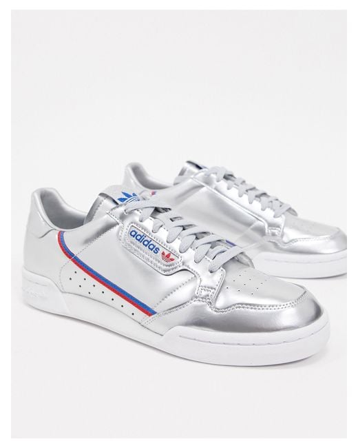 adidas white & silver continental 80 trainers