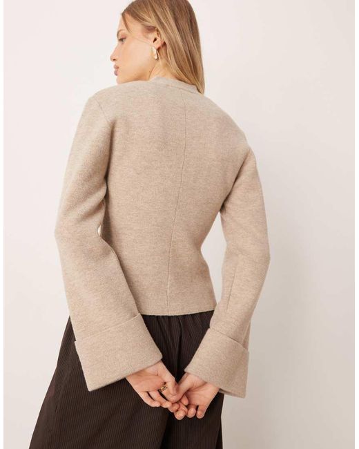Gina Tricot Natural Long Sleeve Knitted Sculptured Cardigan