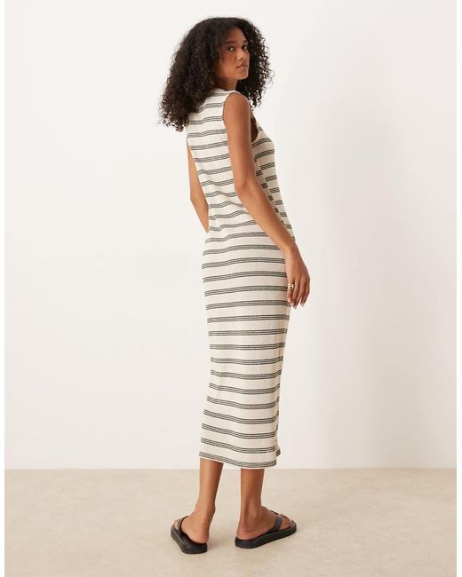 Vila Natural Knitted Stripe Midi Dress