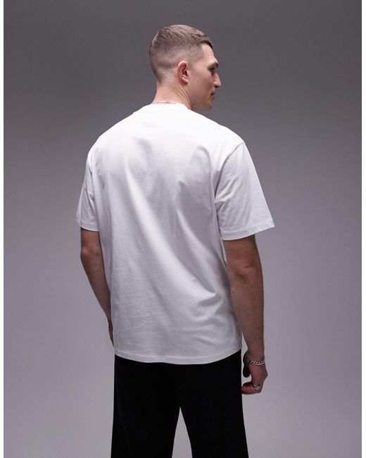 Camiseta blanca ultragrande con bordado Topman de hombre de color Gray