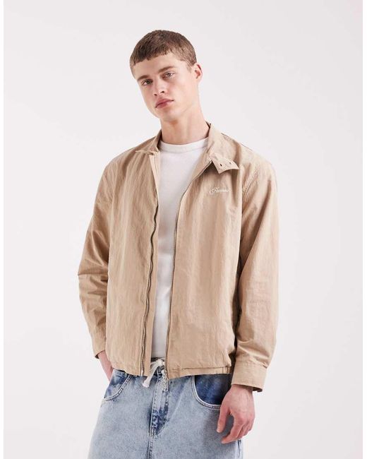 Pompeii UK Natural Pompeii 100% Nylon Ochre Technical Zip Up Harrington Jacket for men