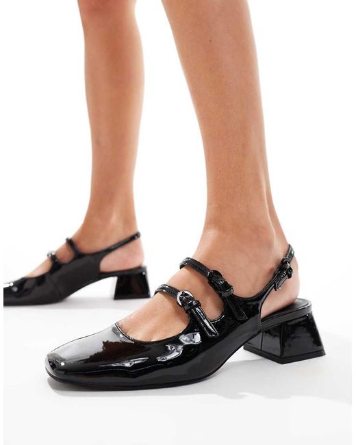 Stradivarius Black Heeled Mary Jane Shoe