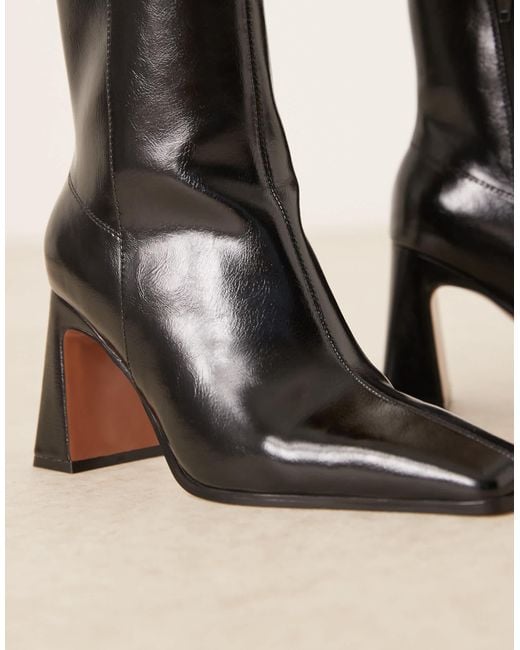 ASOS Natural Wide Fit Elodie Chisel Toe Heeled Boots