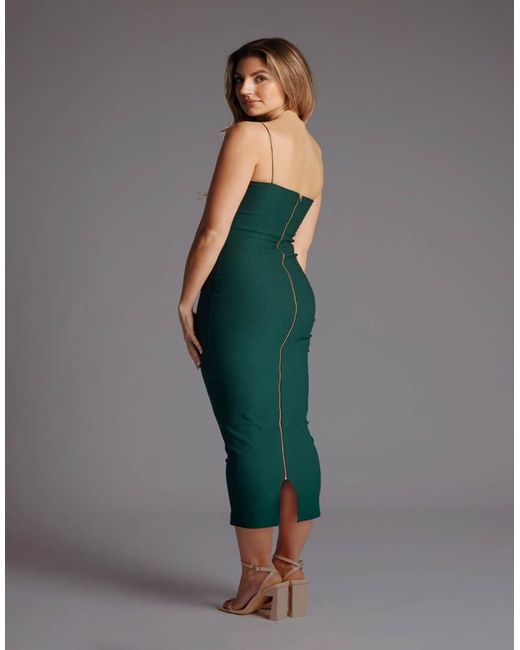 Vesper Green Bodycon Midaxi Dress With Cut Out