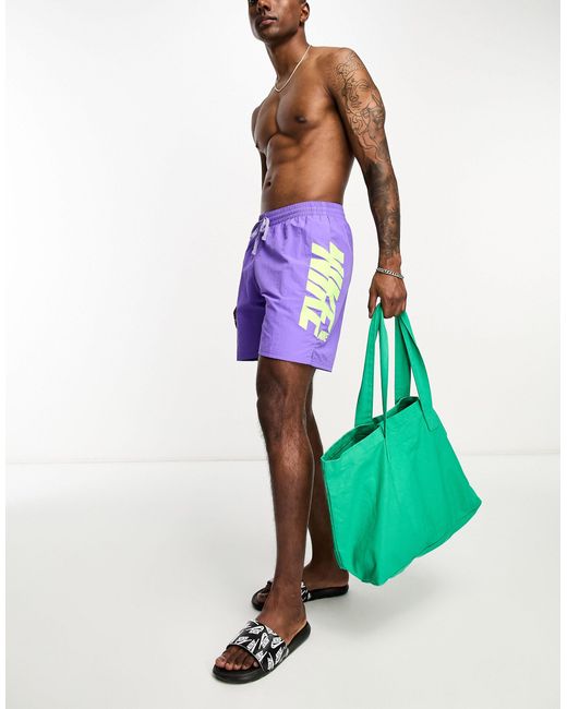 Nike Purple Icon Volley 7 Inch Graphic Swim Shorts for men