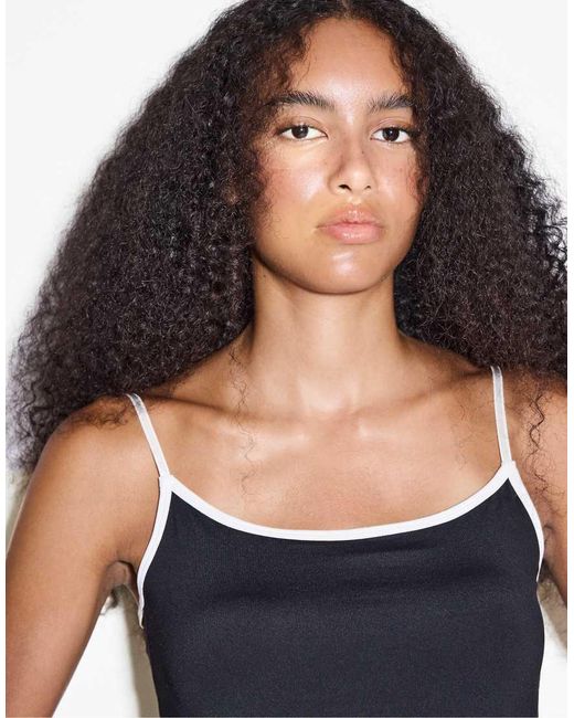 Stradivarius Blue Polyamide Spaghetti Strap Top
