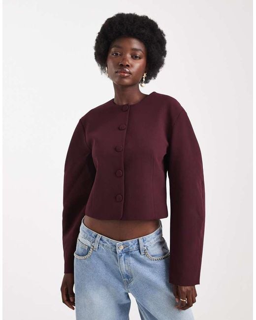 Americana Sin Solapas Con Mangas Cocoon De (Parte De Un Conjunto)-Morado ASOS de color Red