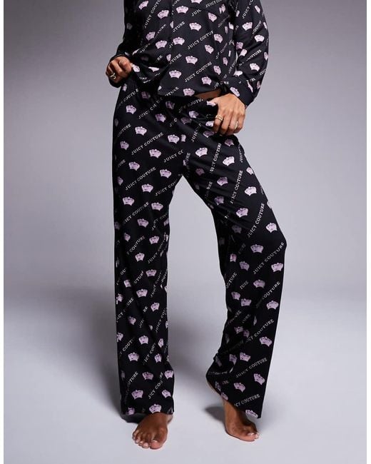 Juicy Couture Blue Elasticated Crown Pyjama Bottoms