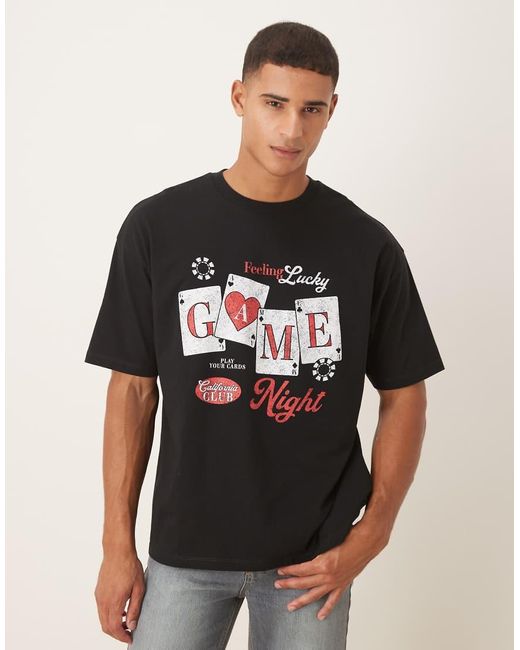 T-Shirt Oversize Nera Con Stampa Stile Cartoon di ASOS in Black da Uomo