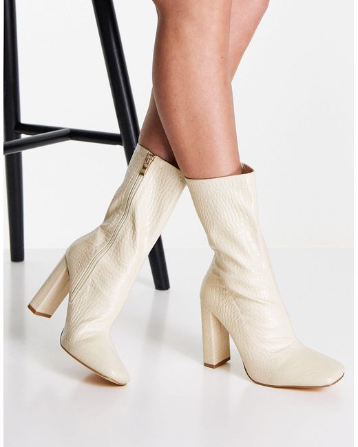 Glamorous Blockheel Sock Boots in Natural Lyst