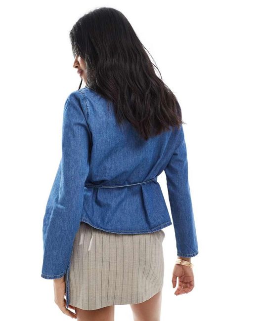 ASOS Blue Wrap Tie Detail Denim Shirt Co-Ord With Cinch Waist