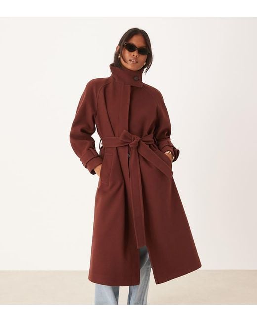 ASOS Red Asos Design Petite Funnel Neck Longline Formal Trench Coat