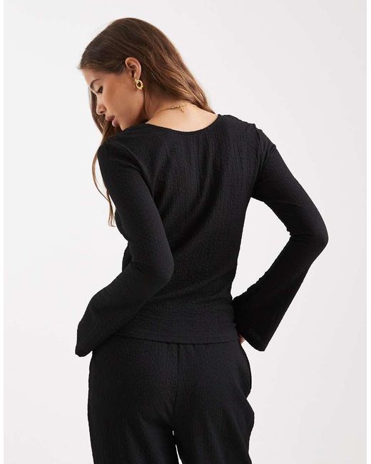 Vero Moda Black Textured Jersey Bell Sleeve Top Co-Ord