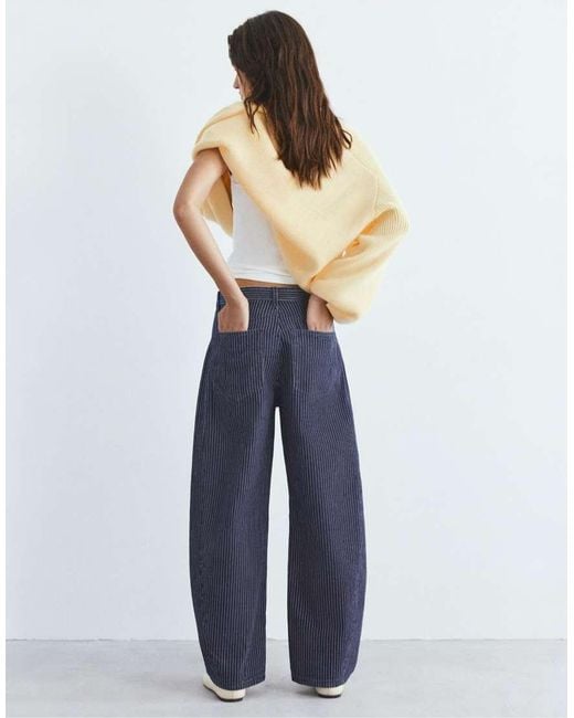 Pull&Bear Blue Striped Balloon Jeans