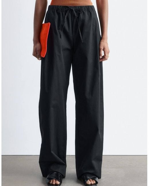 & Other Stories White Wide Leg Cotton Pull On Pants