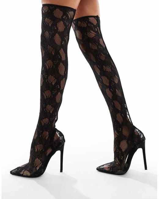 SIMMI Black Simmi London Conny Over The Knee Lace Boot