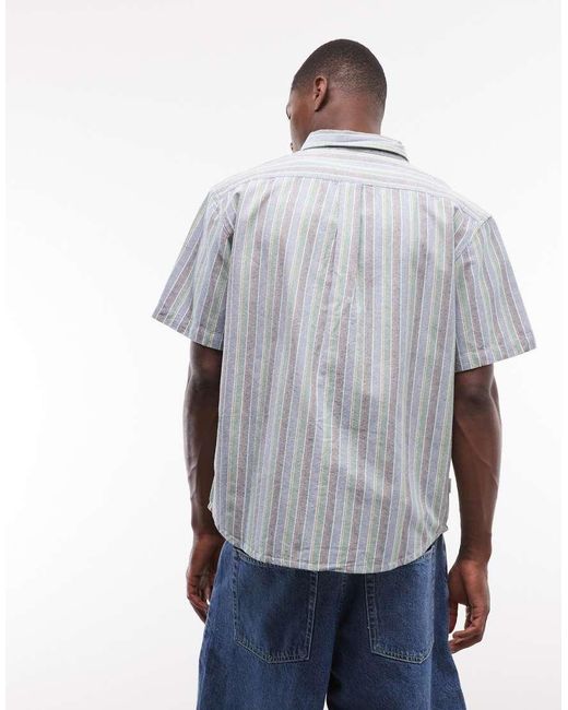 Element Gray Button-down Regular Fit Striped Oxford Shirt for men
