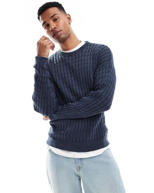 Pull décontracté en maille torsadée ASOS pour homme en coloris Blue