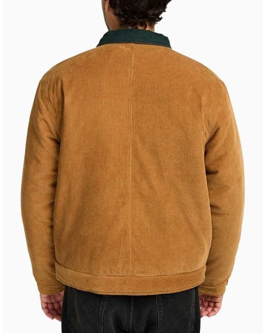 RVCA Brown Post Dayshift Cord Jacket With Flannel Lining for men