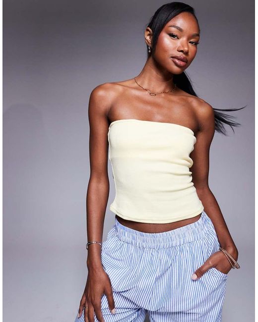 Princess Polly Geribbelde Bandeau-Top in het Blue