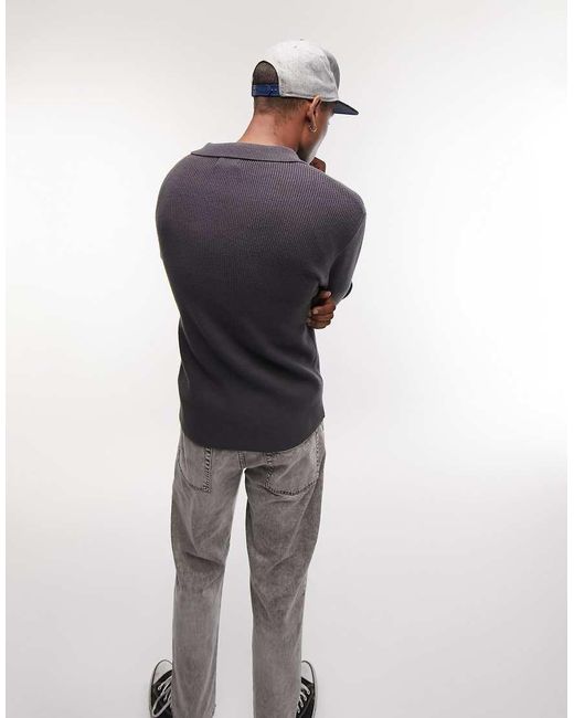 Polo De Punto Acanalado De Topman de hombre de color White
