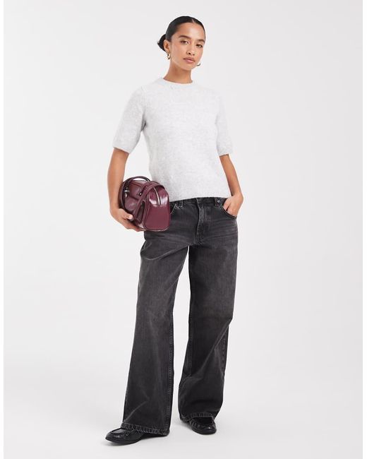 New Look White Puff Sleeve Knitted T-shirt