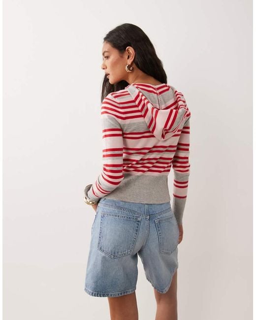 Cotton On Red Everfine Fitted Hooded Knit Cardigan