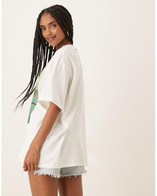 ASOS White Oversized T-Shirt With Beach Club Graphic