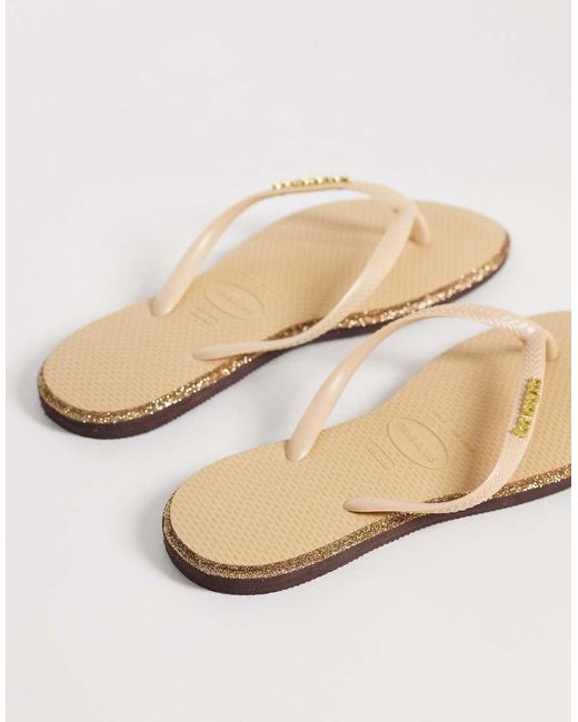 Havaianas Natural Slim Point Glitter Flip Flops