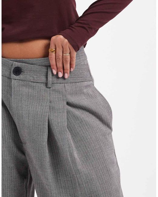 ASOS Purple Tailored Low Rise Wide Leg Trousers With Asymmetric Waistband