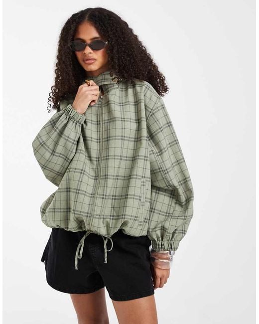 ASOS Gray Casual Harrington Jacket With Funnel Neck