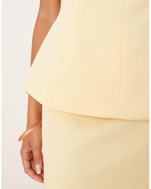 ASOS Natural Tailored Bandeau Cinch Peplum Top