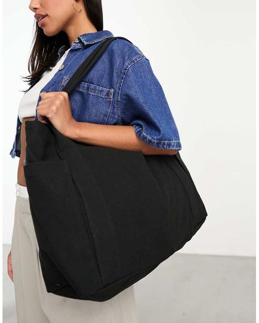ASOS Black Oversized Heavyweight Canvas Tote Bag