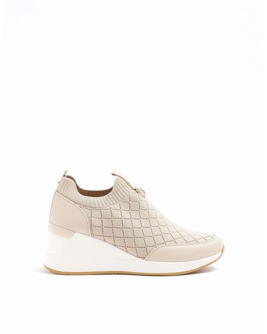 River Island White Quilted Wedge Trainers