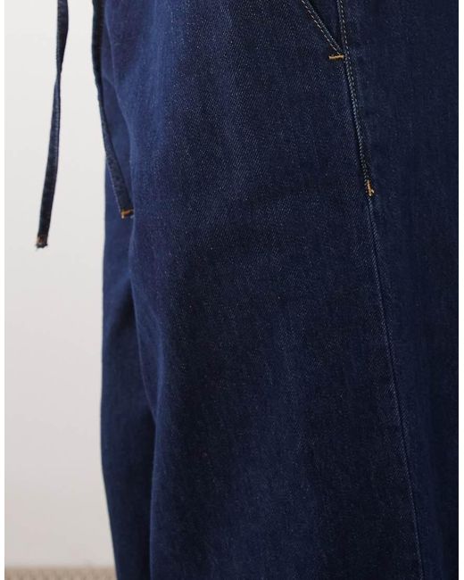 ASOS Blue Denim Paperbag Waistband Wide Leg
