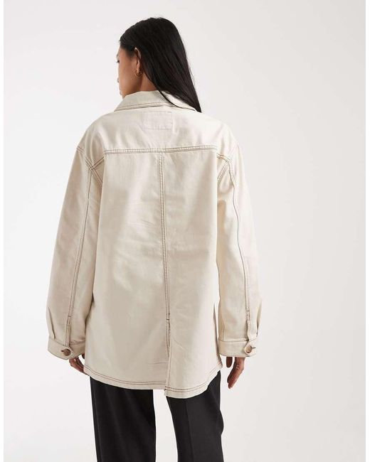 ASOS Natural Asos Design Tall Oversized Cotton Harrington Jacket
