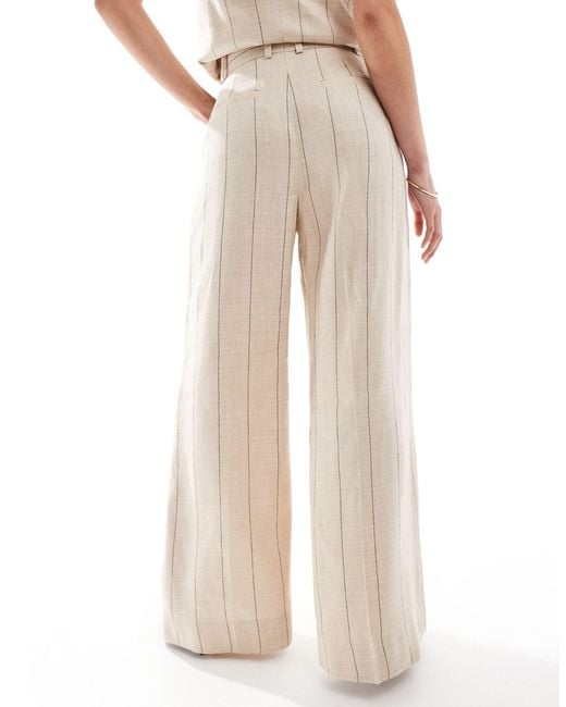 & Other Stories White Linen Wide Leg Tailored Trousers