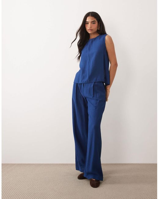 ASOS Blue Crinkle Shell Tie Back Top