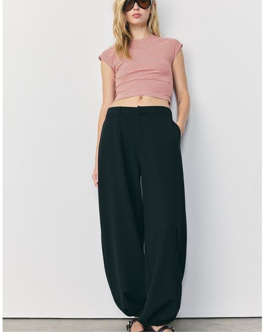 Stradivarius Pink Basic Striped Mini Sleeve T-shirt