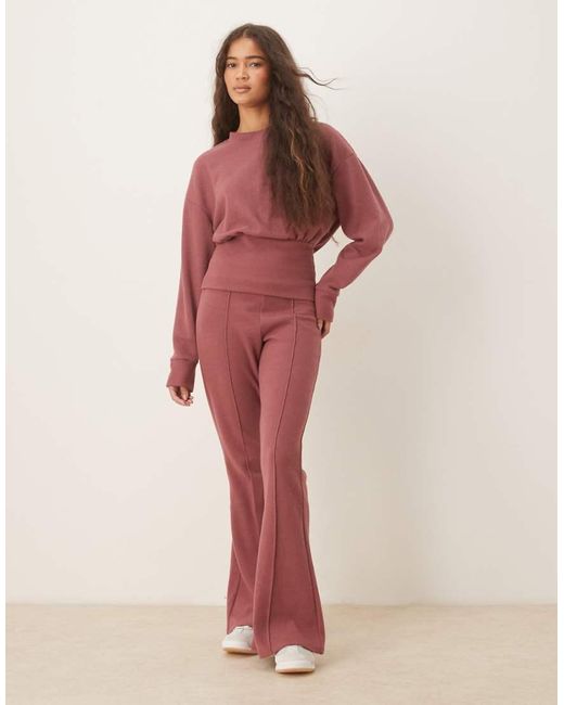 ASOS Zachte Top Met Korsettaille En Lange Mouwen in het Red