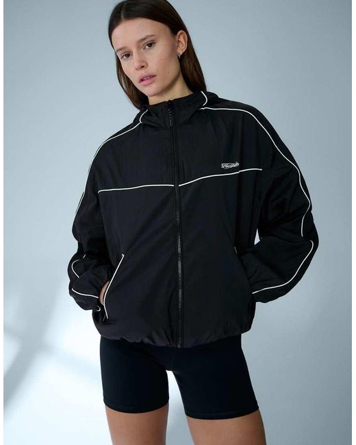 Bershka Blue Technical Hooded Jacket
