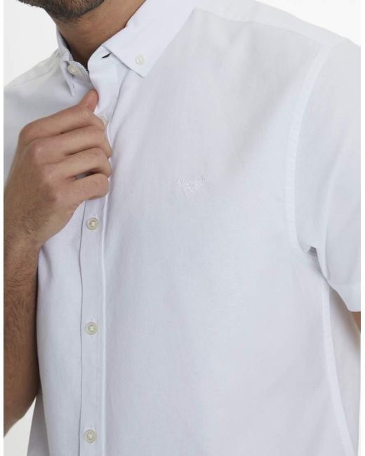 Threadbare White Oxford Cotton Short Sleeve Shirt for men