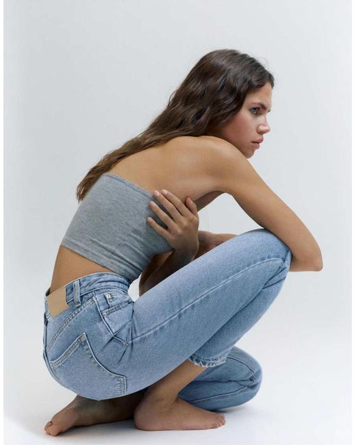 Pull&Bear Blue Petite High-waist Mom Fit Jeans