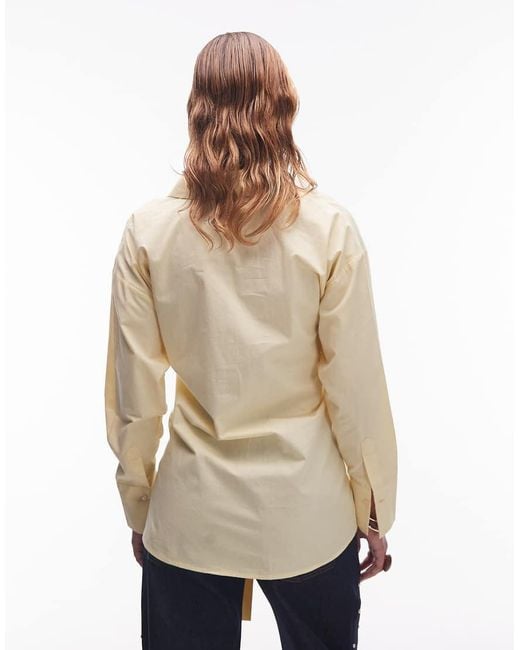 ASOS Natural Poplin Wrap Tie Waist Shirt