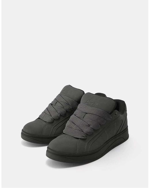 Pull&Bear Black Stwd Chunky Sole Skate Trainers for men