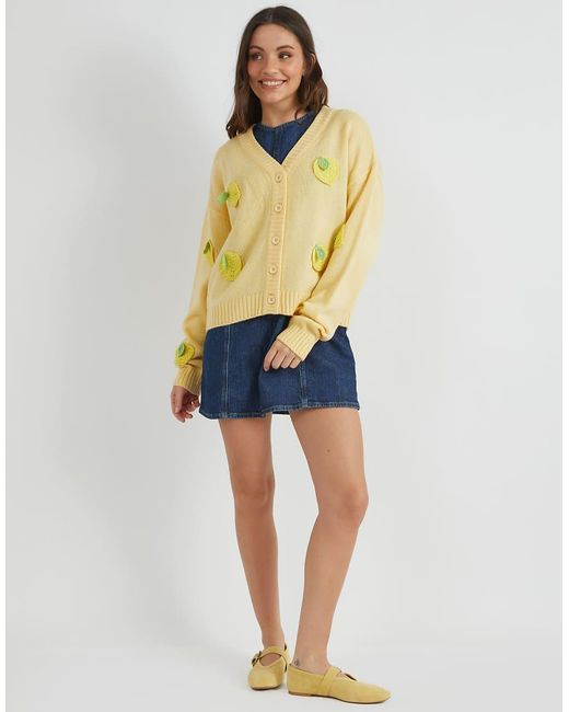 Skinnydip London Yellow London 3D Lemons Knitted Cardigan