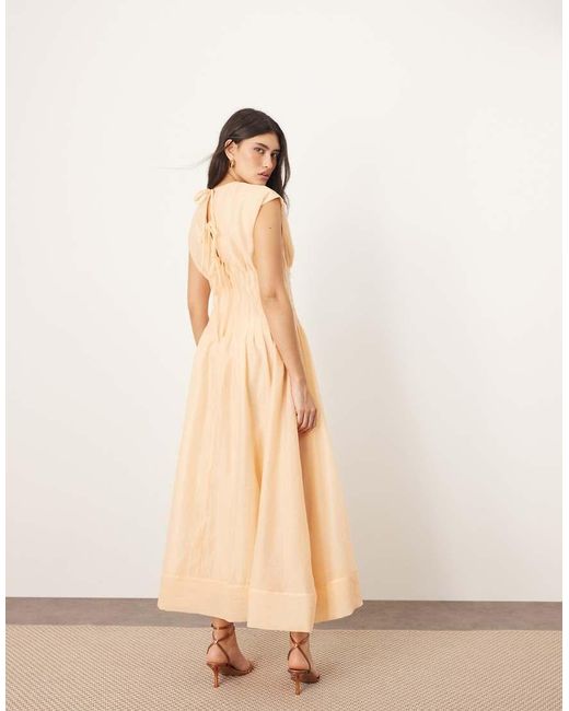 organza tie-waist maxi dress Organza Cape Sleeve Maxi Dress with Waist Tie-Up Detail For Women at Saudi