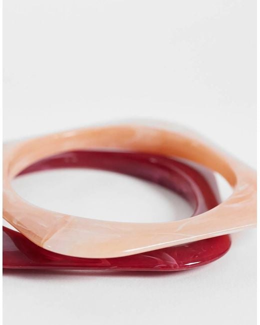 ASOS Pink Pack Of 2 Resin Square Bangles