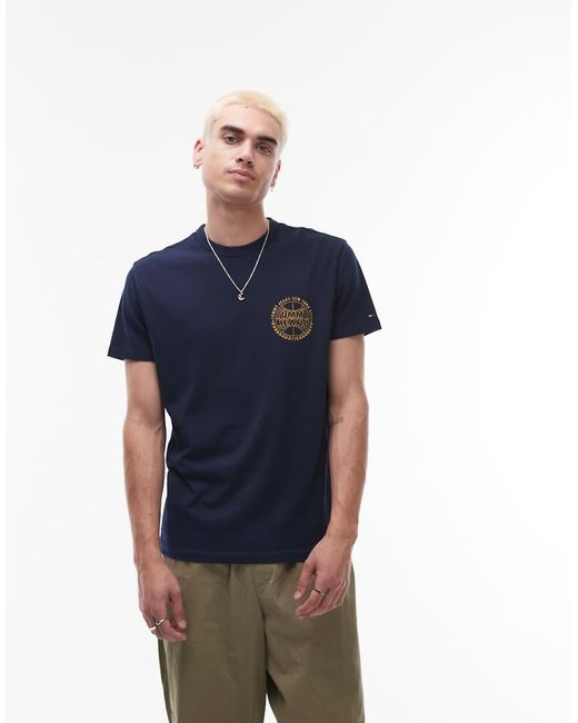 Tommy Hilfiger Blue Basketball Chest Logo T-Shirt for men